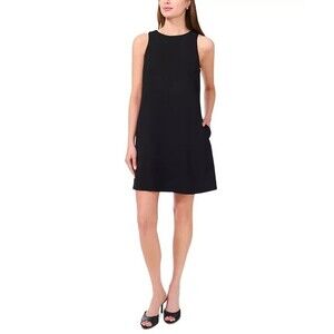 CeCe Women's Sleeveless Black Cutout Bow Sheath Pocket Lined Dress Size 14